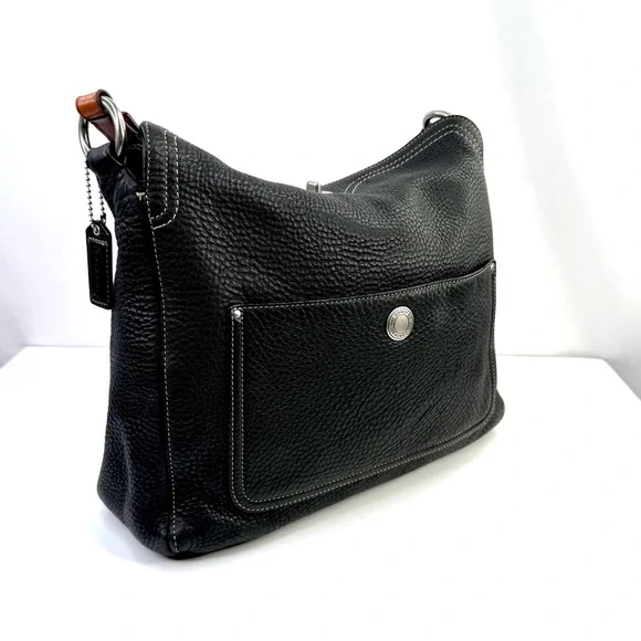 Coach Black Pebbled Leather Chelsea Turn Lock Hobo Y2K Vintage Shoulder Bag - Picture 5 of 13